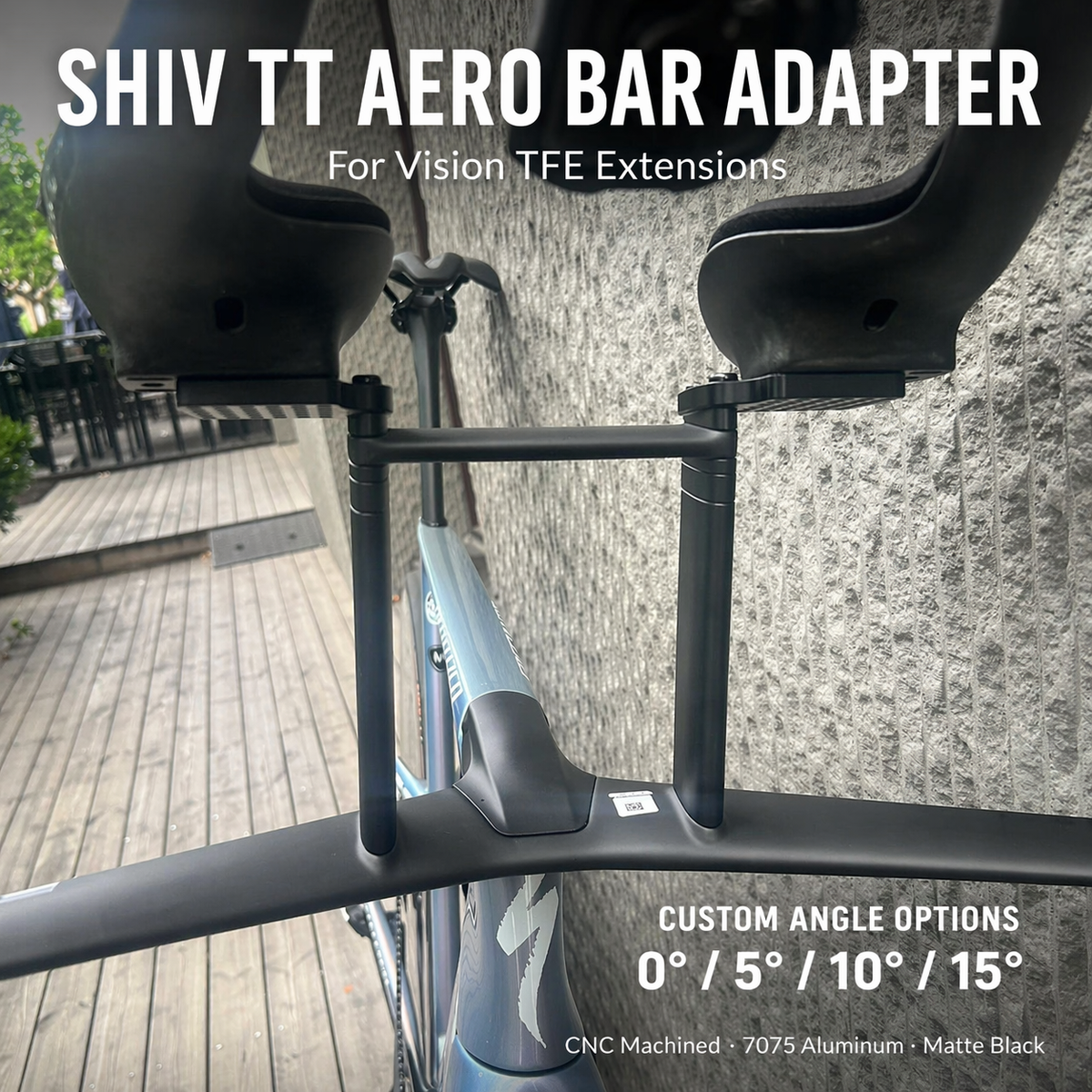 Shiv TT Aerobar Adapter for Vision TFE Adjustable Angle 0° 5° 10° 15°