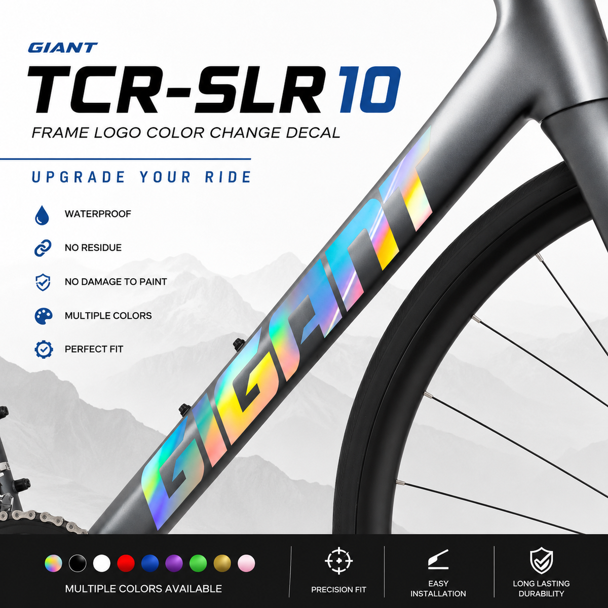 2025 Giant TCR SLR Gen 10 Frame Logo Color Change Decal Sticker | Waterproof Custom Road Bike Frame Decal