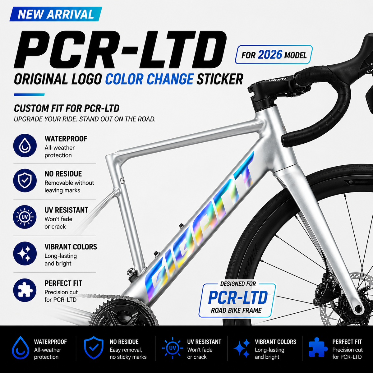 2026 Giant PCR-LTD Frame Logo Decals | Custom Waterproof OEM Overlay Stickers