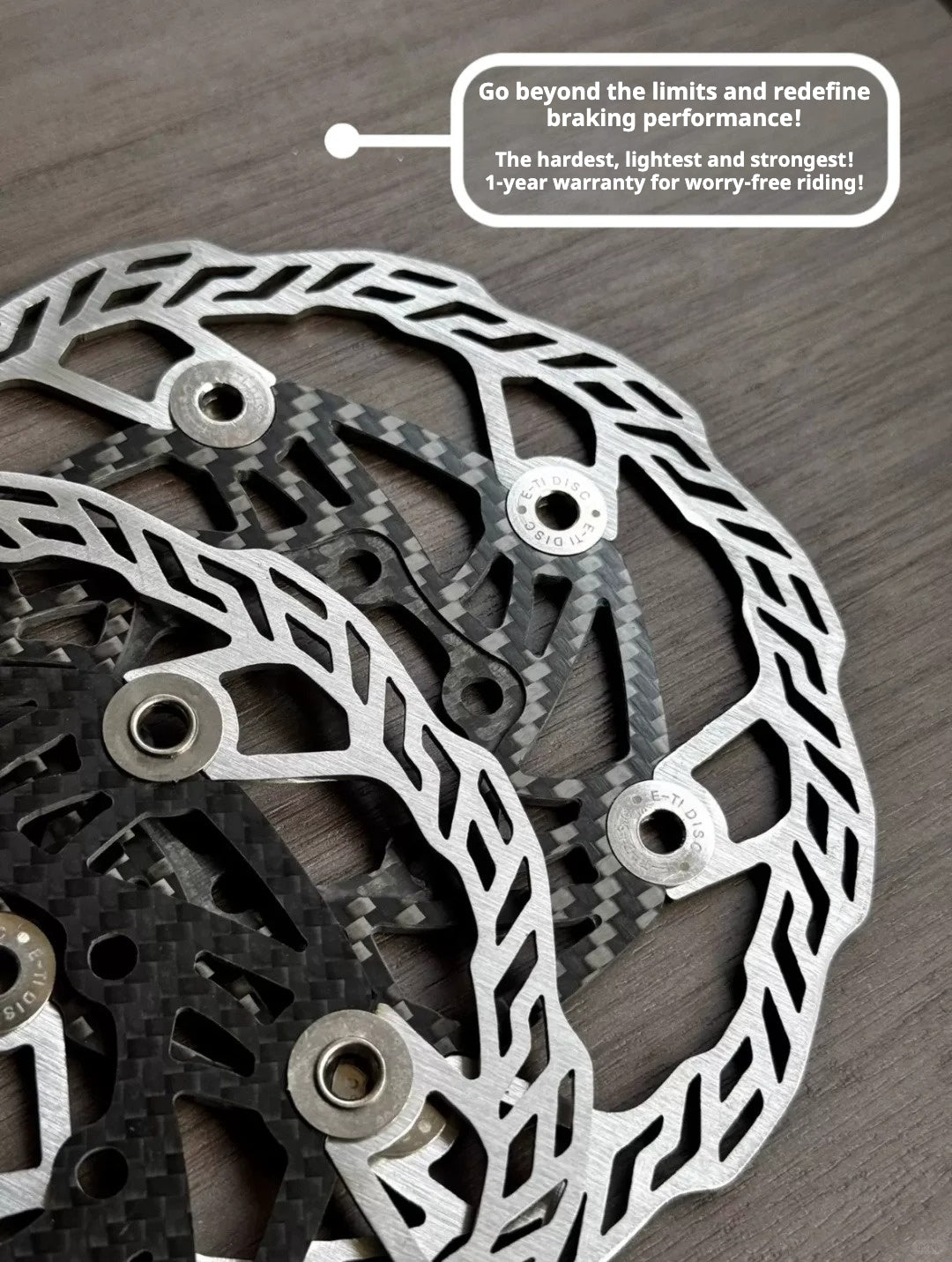 E-TI Ultra-Light Carbon Disc Brake Rotor | 160mm / 140mm | 87g / 66g | Titanium Rivets | Centerlock | High Hardness CNC Stainless Steel