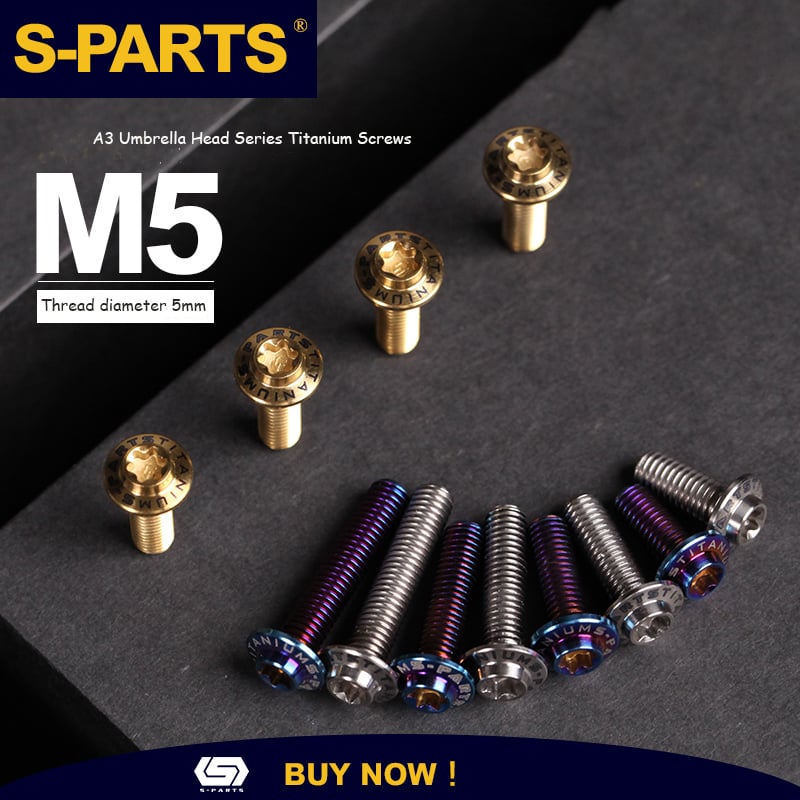 Vite in titanio per motocicletta elettrica S-PARTS A3 con testa a ombrello M5 L06-55mm D10