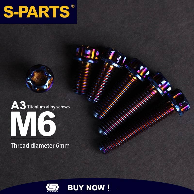 SPARTS Série A3 M6 L08-120 mm Vis en titane bleu pour moto et auto