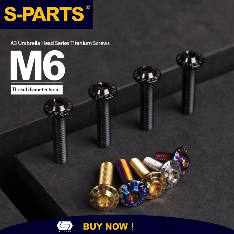 S-PARTS A3 M6 Vis en titane à tête parapluie pour moto électrique D15