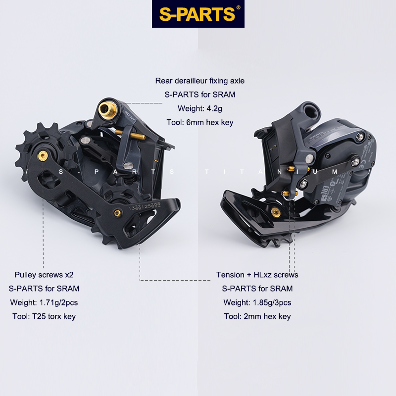 S-PARTS Parafusos de Câmbio em Titânio para SRAM FORCE AXS