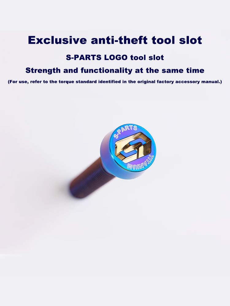 S-PARTS Vis antivol en titane M10 D19 P1.5 avec longueurs variées (L20, L25, L40, L45, L50, L55, L60, L65, L70)