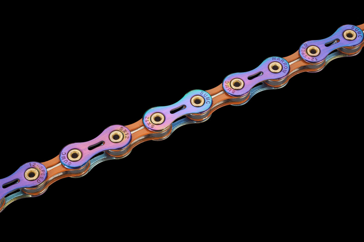 Catena per bicicletta SUMC 12-SPEED in acciaio al carbonio completamente cava ultraleggera con fibbia magica in acciaio
