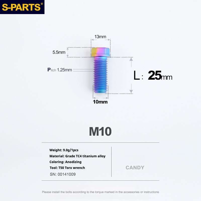 SPARTS A3 Serie M10 L20-60mm D13 P1.5-P1.25Titanio Viti Moto Auto