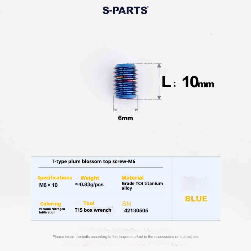 SPARTS Outil de Plombier en T T15 Fil supérieur plat M6 L08-10-12-16 Vis en titane