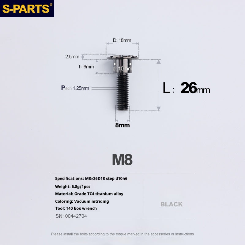 SPARTS A3 Umbrella Head Step Series M8 Viti in titanio nero per motociclette e auto