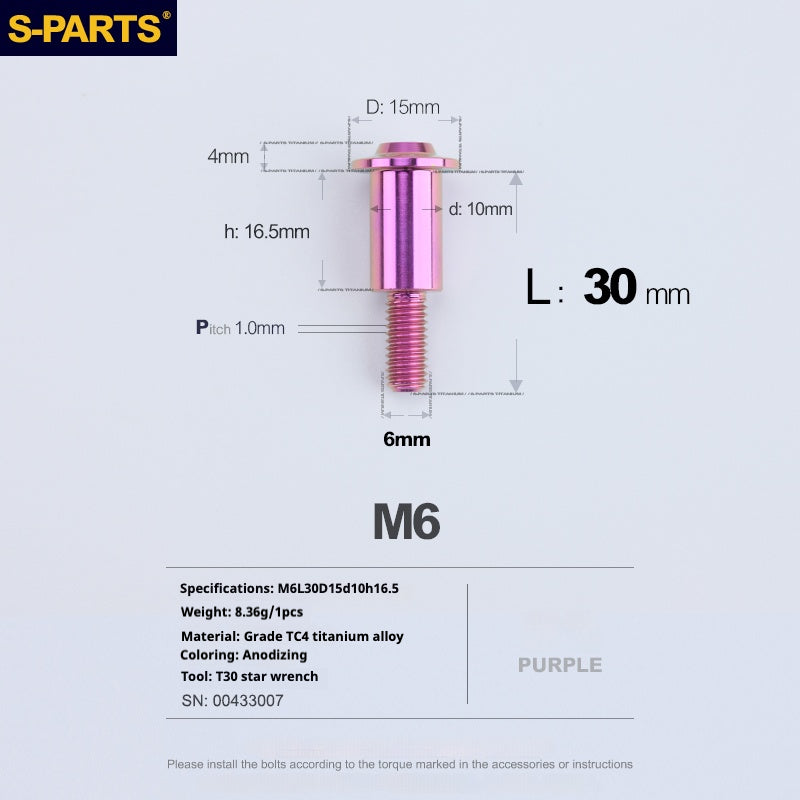 Viss SPART A3 Tête Parapluie Série Step M6 Titane Violet Moto Auto