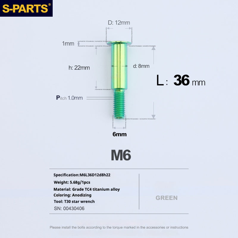 SPARTS A3 Umbrella Head Step Series M6 Viti in titanio verde per motociclette e auto