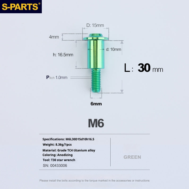 SPARTS A3 Umbrella Head Step Series M6 Viti in titanio verde per motociclette e auto