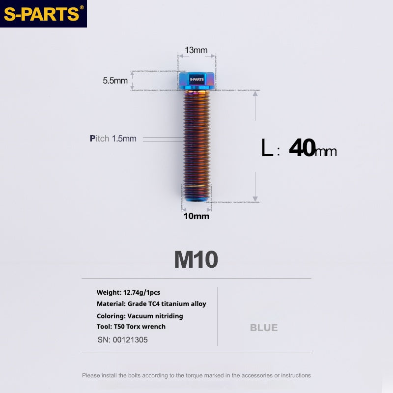 SPARTS A3 Serie M10 L20-60mm D13 P1.5-P1.25Titanio Viti Moto Auto