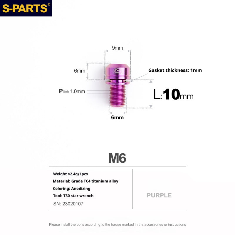 SPARTS A2 Series M6 L10-55mm Titanium Screws