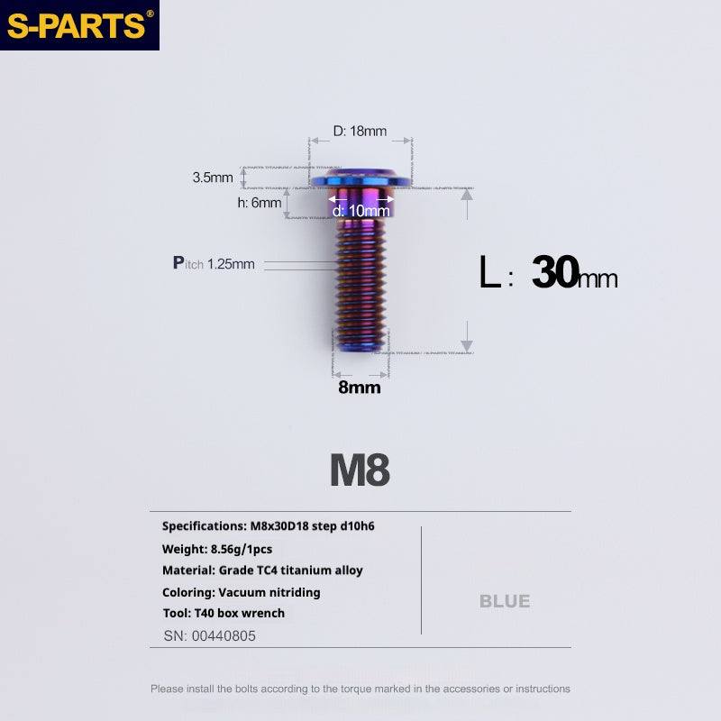 SPARTS A3 Umbrella Head Step Series M8 Viti in titanio blu per motociclette e auto