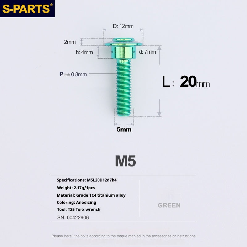 SPARTS A3 Umbrella Head Step Series M5 Viti in titanio verde per motociclette e auto