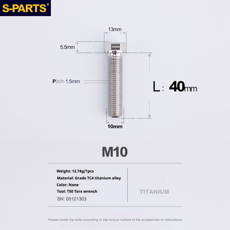 SPARTS A3 Serie M10 L20-60mm D13 P1.5-P1.25Titanio Viti Moto Auto