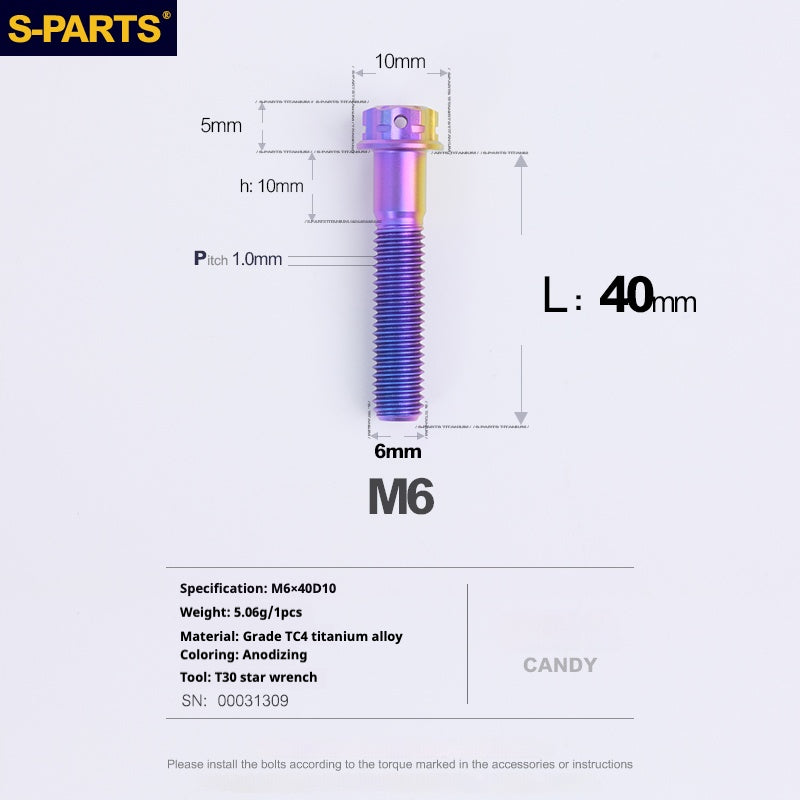SPARTS A3 Series M6 L08-120mm Viti in titanio color caramella per motociclette e auto