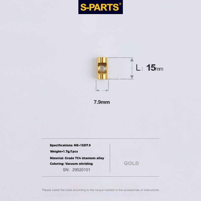 S-PARTS Parafusos de Titânio M5 x 30/35/40/47mm & Porca Cilíndrica & Arruela para Canote de Selim de Bicicleta
