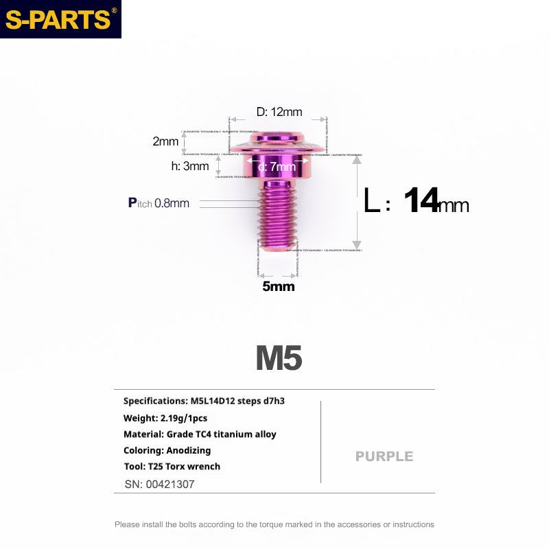 SPARTS A3 Umbrella Head Step Series M5 Viti in titanio viola per motociclette e auto