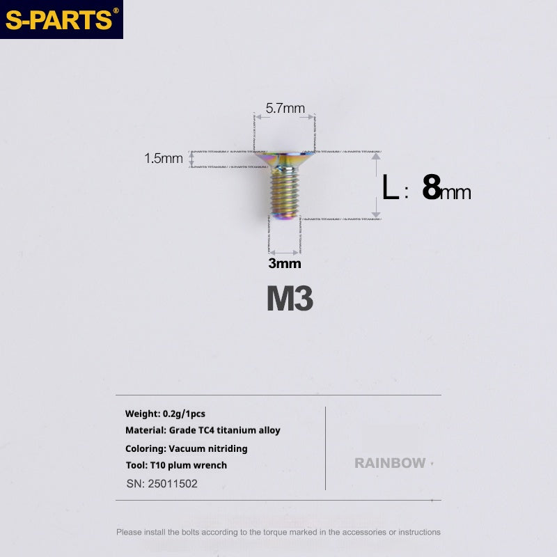 Viti in lega di titanio SPARTS serie svasata M3 L06-30mm