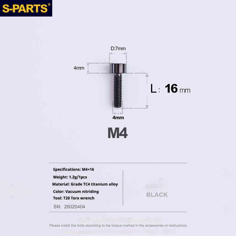 SPARTS Column Head Series M4 L06-50mm Titanium Screws