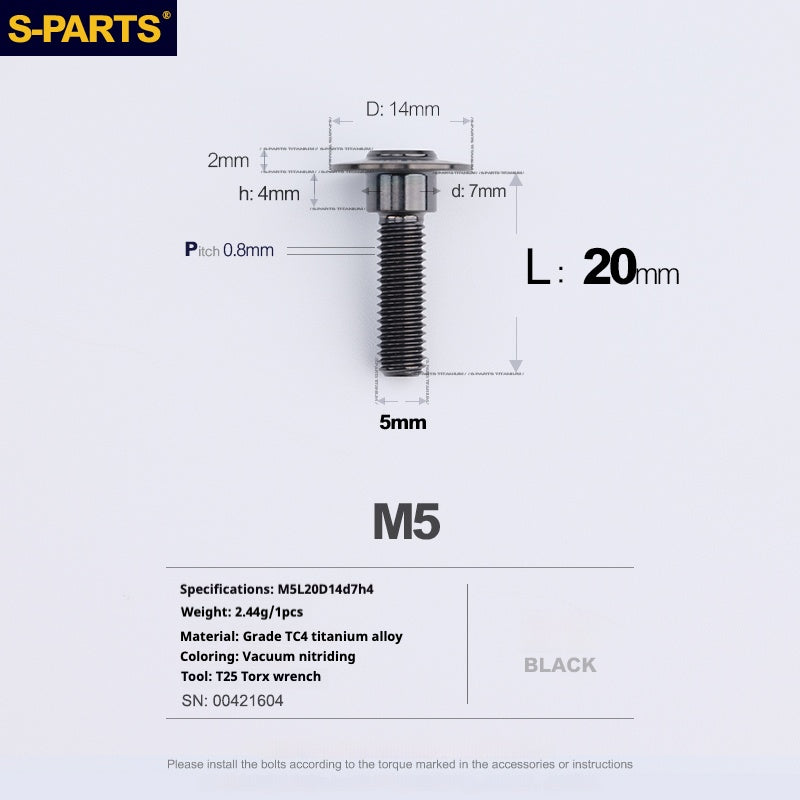 SPARTS A3 Umbrella Head Step Series M5 Viti in titanio nero per motociclette e auto