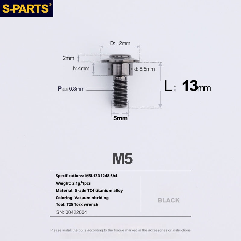 SPARTS A3 Umbrella Head Step Series M5 Viti in titanio nero per motociclette e auto