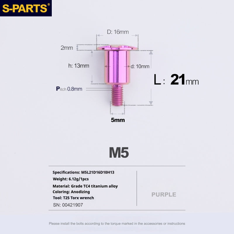 SPARTS A3 Umbrella Head Step Series M5 Viti in titanio viola per motociclette e auto