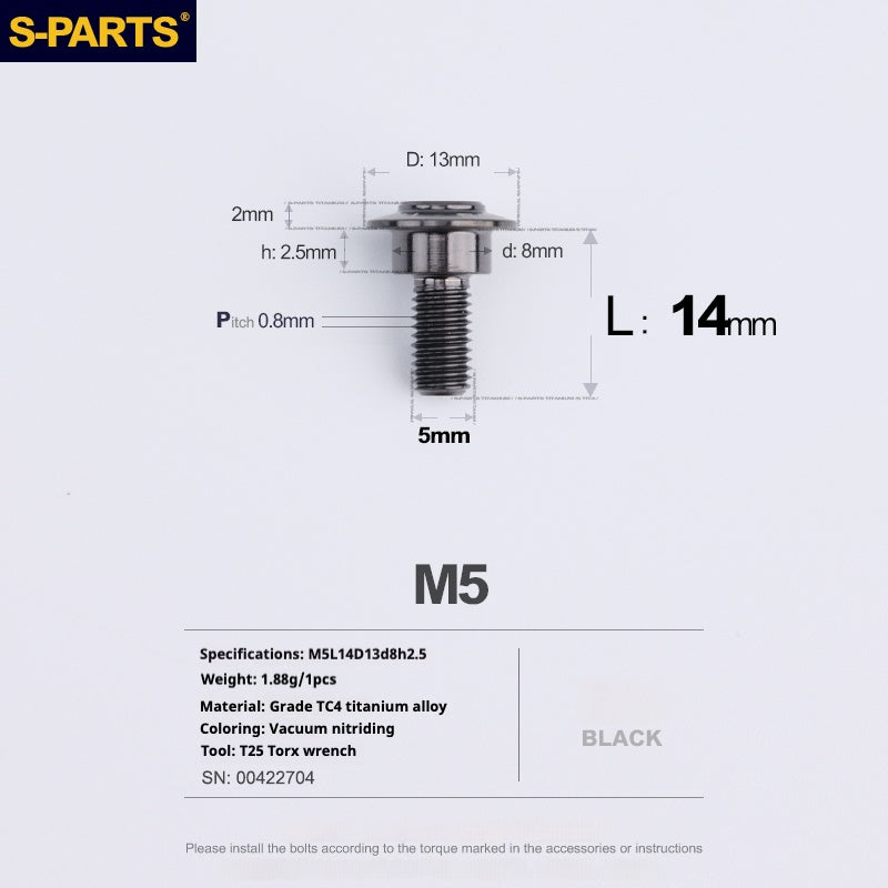 SPARTS A3 Umbrella Head Step Series M5 Viti in titanio nero per motociclette e auto