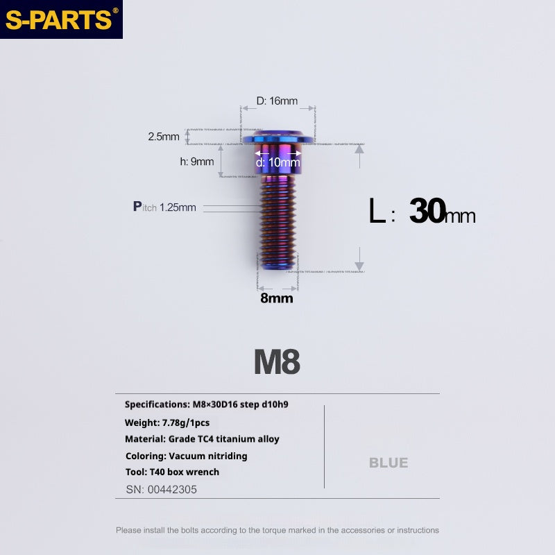 SPARTS A3 Umbrella Head Step Series M8 Viti in titanio blu per motociclette e auto