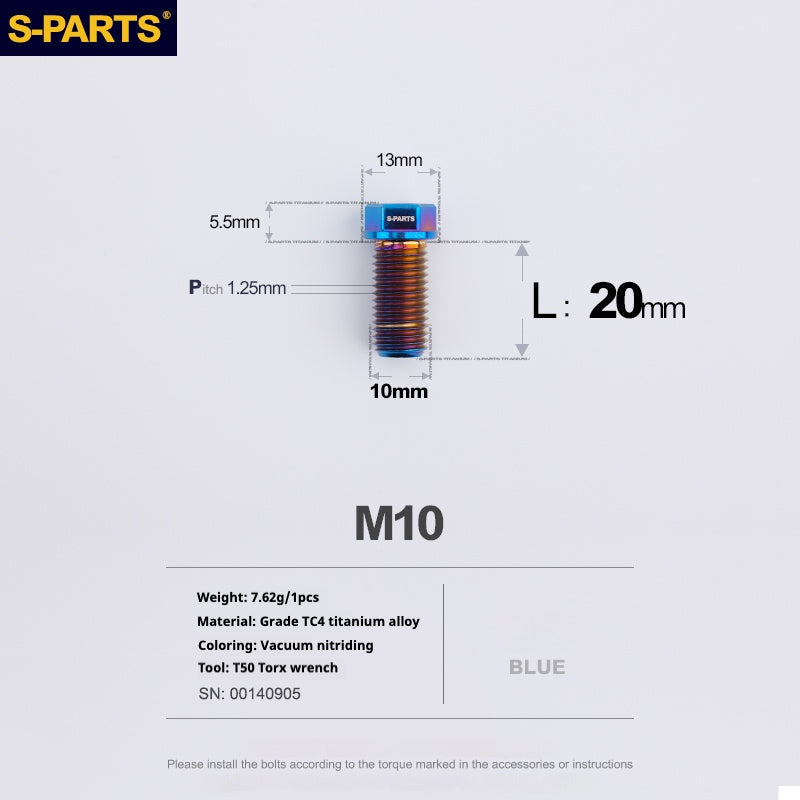 SPARTS A3 Serie M10 L20-60mm D13 P1.5-P1.25Titanio Viti Moto Auto