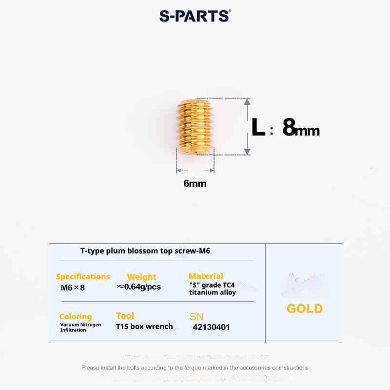 SPARTS Outil de Plombier en T T15 Fil supérieur plat M6 L08-10-12-16 Vis en titane