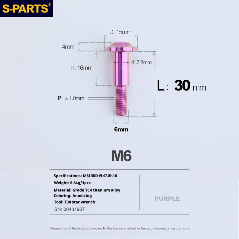 Viss SPART A3 Tête Parapluie Série Step M6 Titane Violet Moto Auto