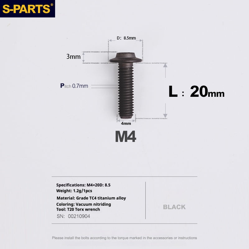 SPARTS A3 Serie testa ombrello M4 L06-35mm D8.5 Viti in titanio per motociclette e auto