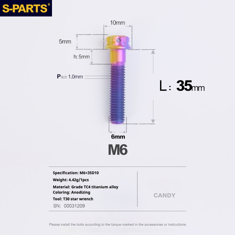 SPARTS A3 Series M6 L08-120mm Viti in titanio color caramella per motociclette e auto