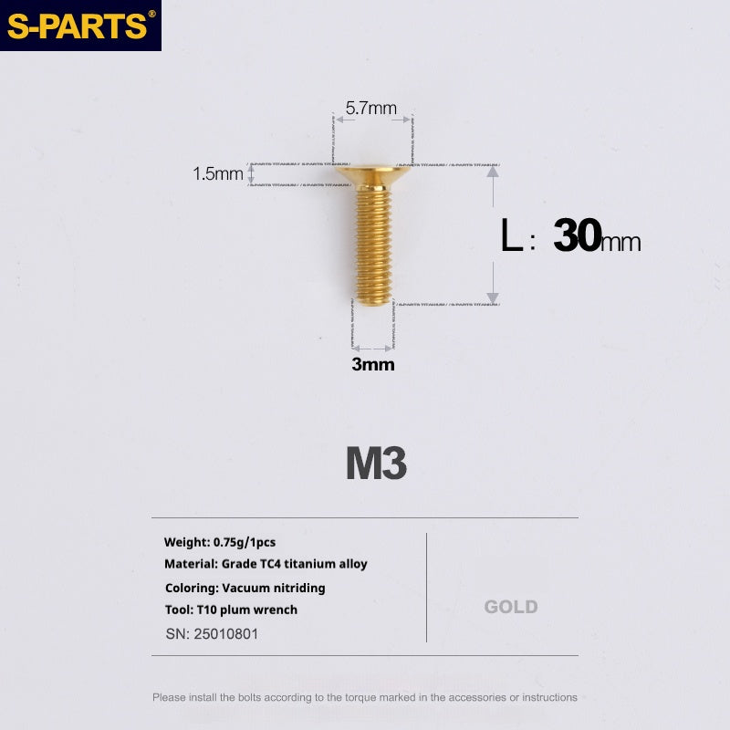 Viti in lega di titanio SPARTS serie svasata M3 L06-30mm