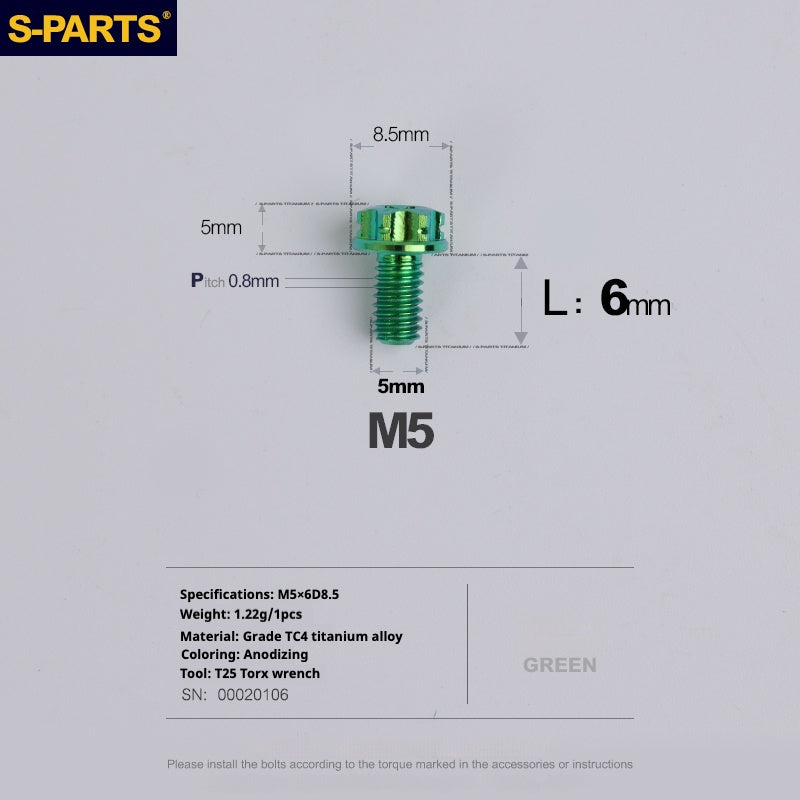 SPARTS Vis Titane Série A3 M5 L06-110mm pour Moto et Auto
