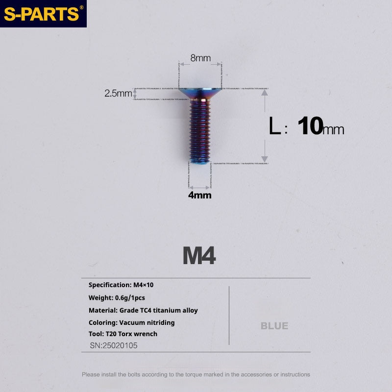 SPARTS Countersunk Head Series M4 L08-45mm Titanium Screws