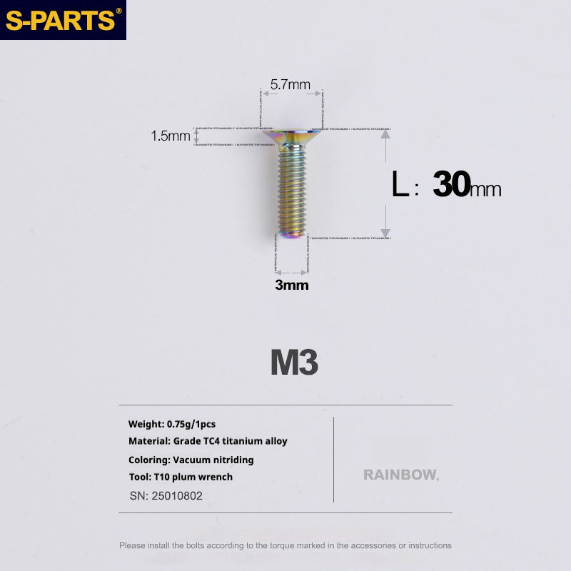 Viti in lega di titanio SPARTS serie svasata M3 L06-30mm
