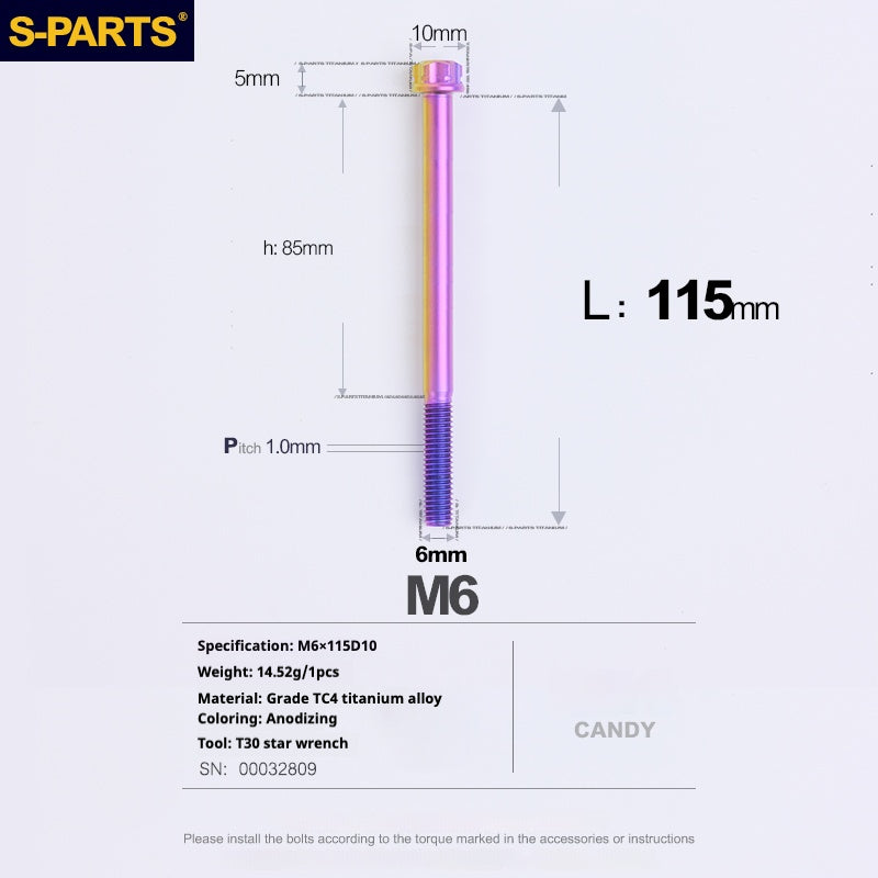 SPARTS A3 Series M6 L08-120mm Viti in titanio color caramella per motociclette e auto