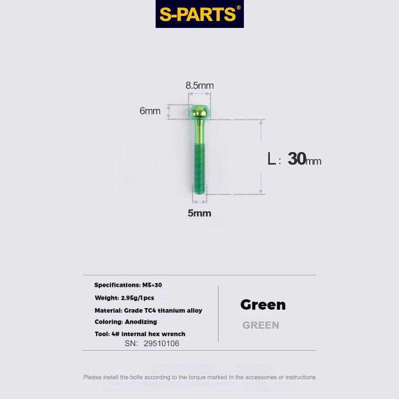 S-PARTS Parafusos de Titânio M5 x 30/35/40/47mm & Porca Cilíndrica & Arruela para Canote de Selim de Bicicleta