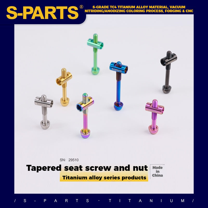 S-PARTS Parafusos de Titânio M5 x 30/35/40/47mm & Porca Cilíndrica & Arruela para Canote de Selim de Bicicleta