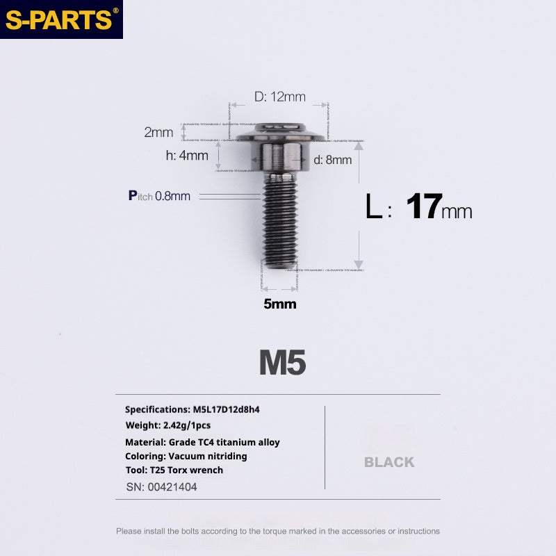 SPARTS A3 Umbrella Head Step Series M5 Viti in titanio nero per motociclette e auto
