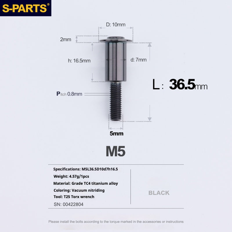 SPARTS A3 Umbrella Head Step Series M5 Viti in titanio nero per motociclette e auto