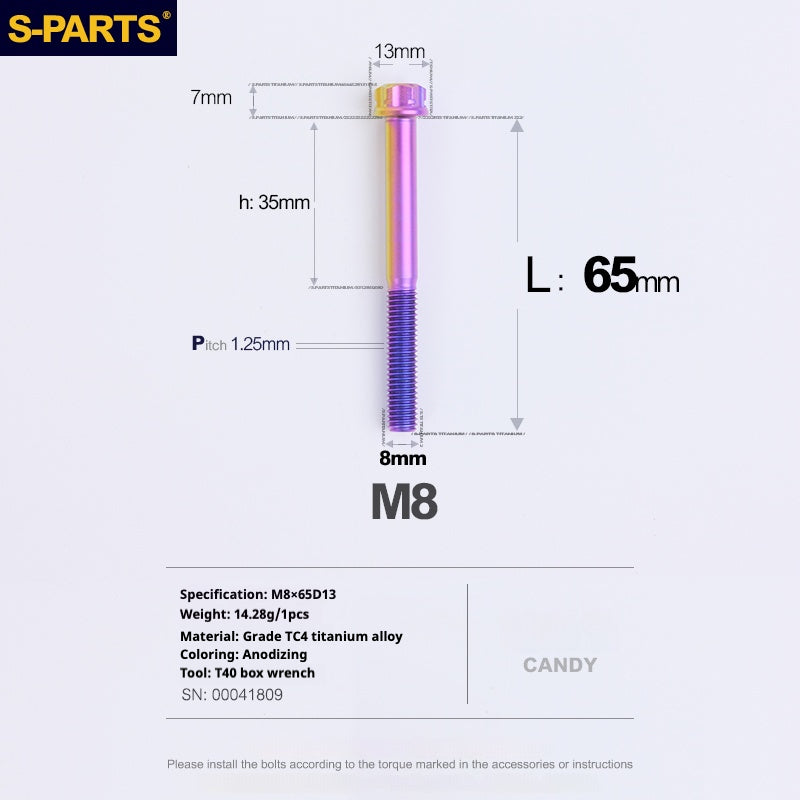 SPARTS A3 Serie M8 L10-120mm Viti in titanio color caramella per motociclette e auto