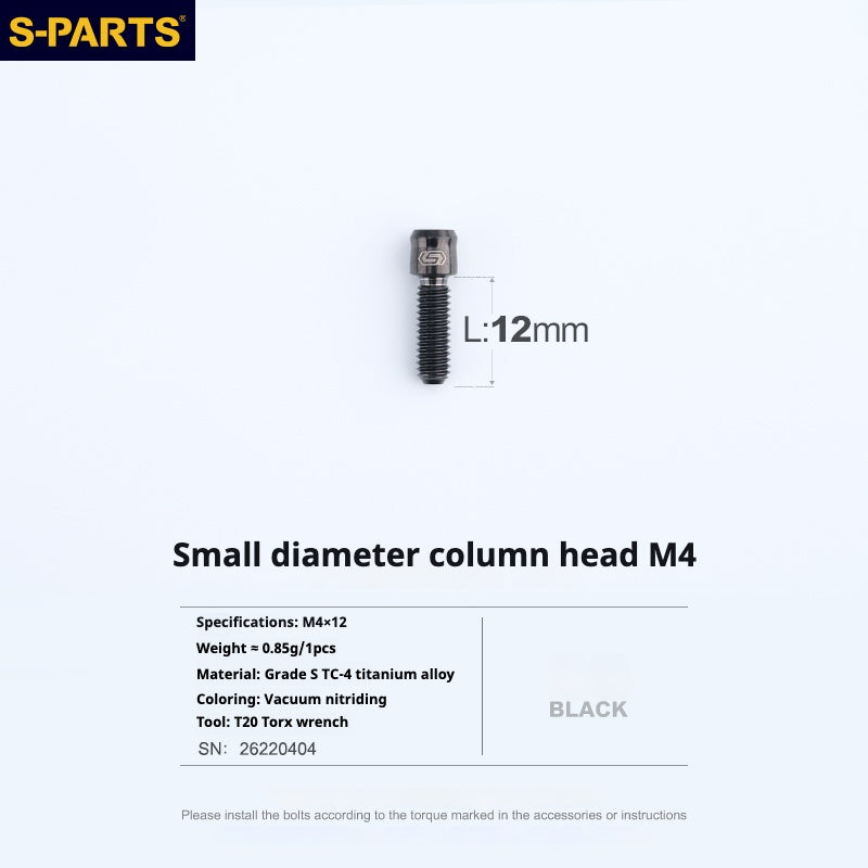 S-PARTS Série Small Column Head M4 L06-50mm Support de guidon Réglage fixe de la course de frein Vis en titane