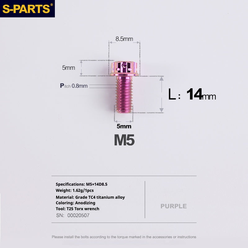 SPARTS Viti in titanio viola A3 Series M5 L06-110mm per motociclette e auto
