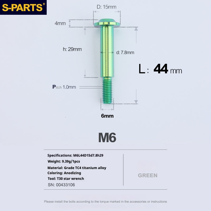 SPARTS A3 Umbrella Head Step Series M6 Viti in titanio verde per motociclette e auto