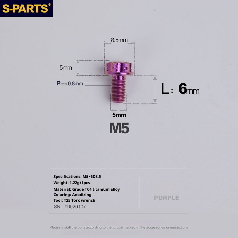 SPARTS Viti in titanio viola A3 Series M5 L06-110mm per motociclette e auto